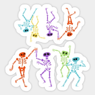 Dancing Rainbow Skeletons Sticker